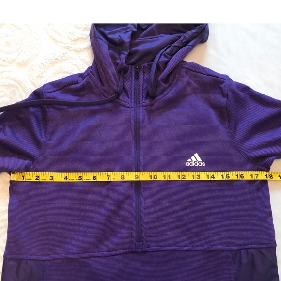 Adidas Purple Running Athletic Pull Over Hoodie - Picture 6 of 11